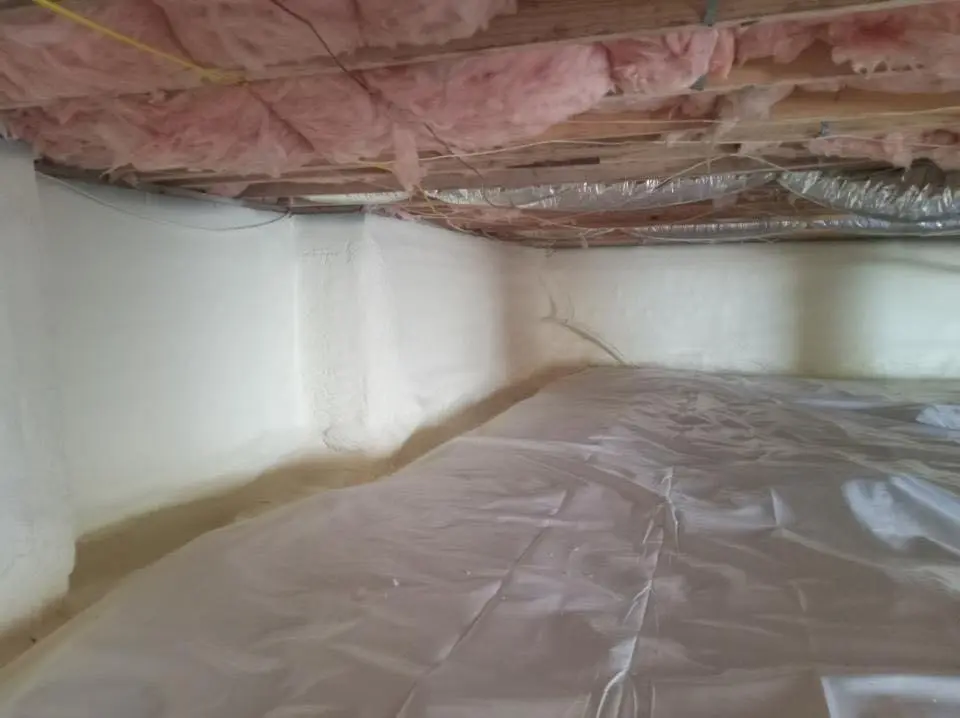 Crawl space encapsulation with closed-cell spray foam for Commercial Roof Restoration in North Bethesda